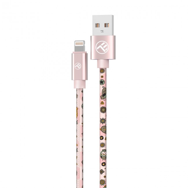 Tellur Graffiti TLL155621 кабел за данни USB-A към Lightning, 3 A, 1 м, розов Tellur Graffiti TLL155621 кабел за данни USB-A към Lightning, 3 A, 1 м, розов