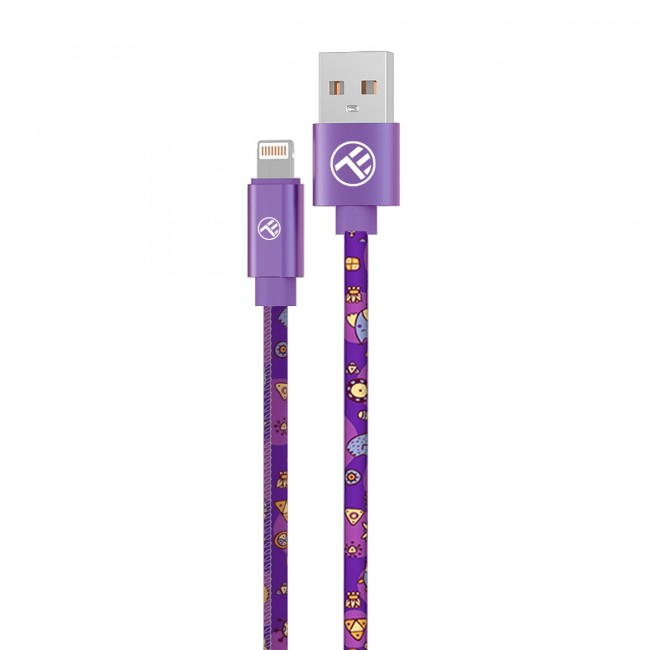 Tellur TLL155601 Graffiti кабел за данни USB-A към Lightning, 3A, 1 м, лилав