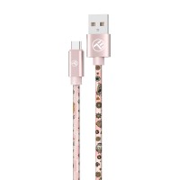 Tellur Graffiti TLL155661 кабел за данни USB-A към USB-C, 3A, 1 м, розов