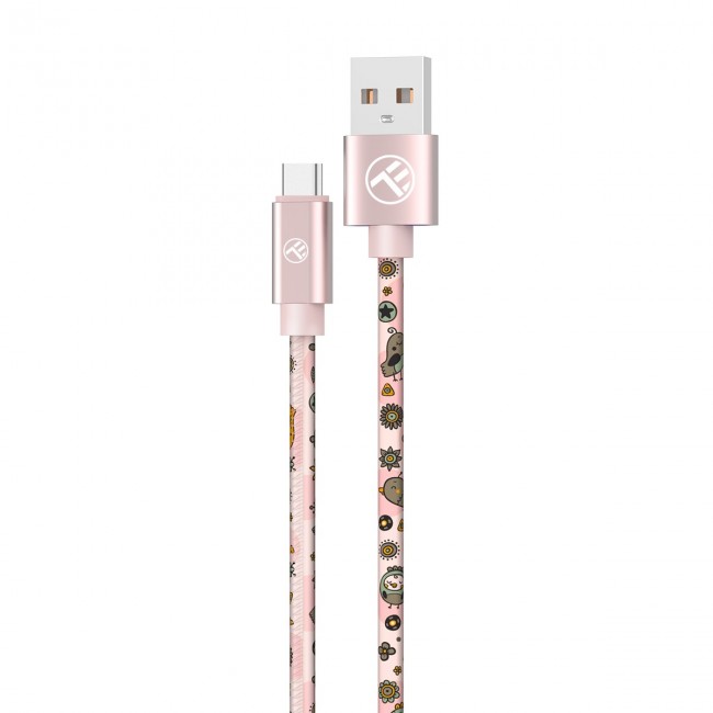 Tellur Graffiti TLL155661 кабел за данни USB-A към USB-C, 3A, 1 м, розов Tellur Graffiti TLL155661 кабел за данни USB-A към USB-C, 3A, 1 м, розов