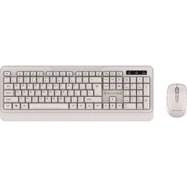 Tellur Green TLL491171 комплект безжична клавиатура и мишка, 2.4GHz, USB нано приемник, крем Tellur Green TLL491171 комплект безжична клавиатура и мишка, 2.4GHz, USB нано приемник, крем