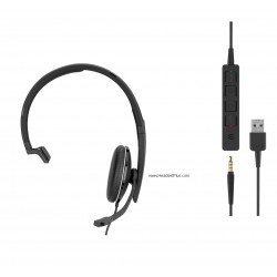 EPOS ADAPT 135T USB II моно слушалка с USB-A и 3,5 мм, MS Teams, UC, черна