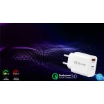 Tellur PDHC101 стенно зарядно с 2 USB порта, PD 20W + QC3.0 18W, бяло