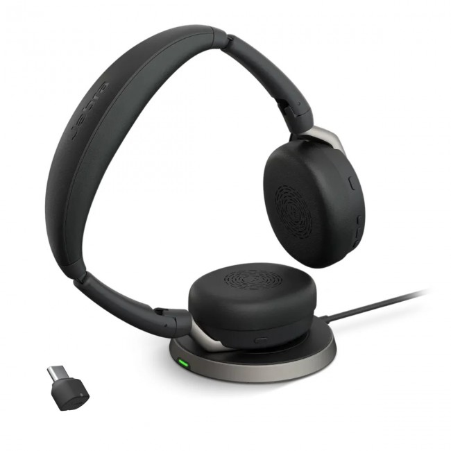 Jabra Evolve2 65 Flex стерео слушалки, Bluetooth, USB-C, UC, ANC, безжично зареждане, черни Jabra Evolve2 65 Flex стерео слушалки, Bluetooth, USB-C, UC, ANC, безжично зареждане, черни