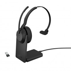 Jabra Evolve2 55 Link380a MS моно Bluetooth слушалка с зарядна стойка, черна