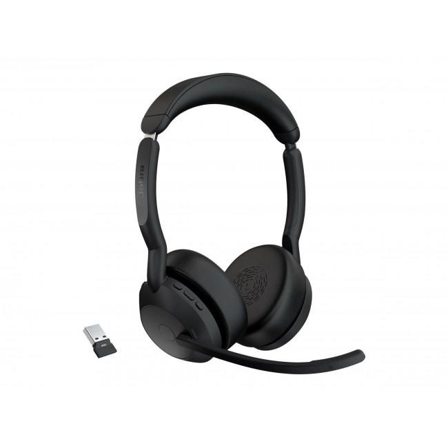 Jabra Evolve2 55 Link380a UC Stereo Bluetooth слушалки, черен Jabra Evolve2 55 Link380a UC Stereo Bluetooth слушалки, черен