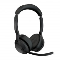 Jabra Evolve2 55 Link380a MS стерео слушалки с Bluetooth и зарядна стойка, черен