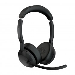 Jabra Evolve2 55 Link380a MS стерео слушалки с Bluetooth и зарядна стойка, черен