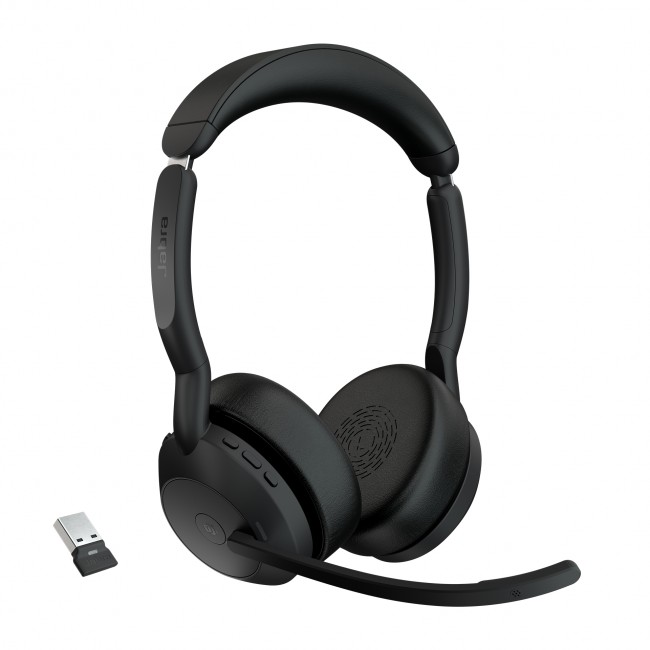 Jabra Evolve2 55 Stereo Bluetooth слушалки с Link390a MS, черни Jabra Evolve2 55 Stereo Bluetooth слушалки с Link390a MS, черни