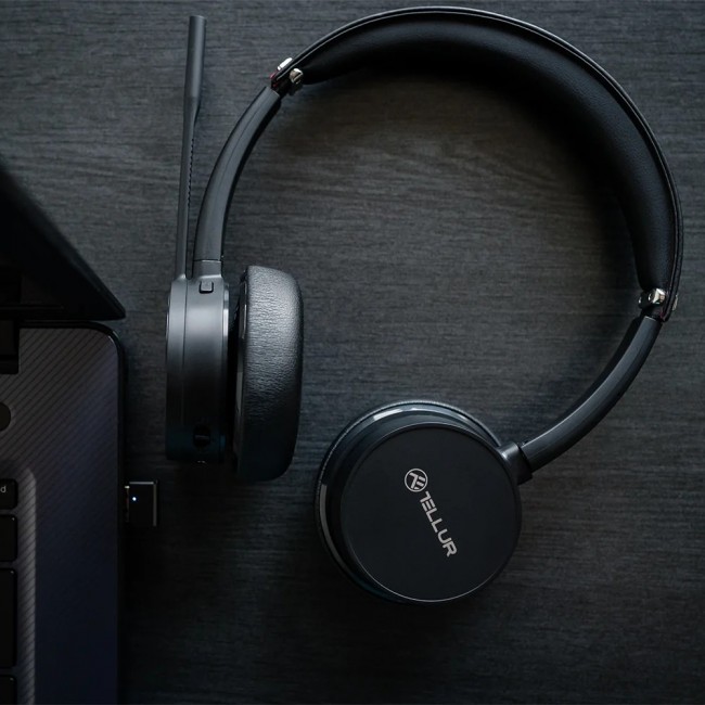Tellur Voice Pro стерео слушалки, Bluetooth, USB-A донгъл, черен Tellur Voice Pro стерео слушалки, Bluetooth, USB-A донгъл, черен