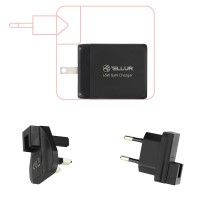 Tellur TLL151451 GaN стенно зарядно 65W с 2 x USB-C и USB-A, EU/UK/US, черен