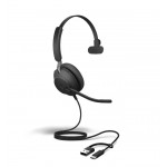Jabra Evolve2 40 SE Mono USB-C UC жична слушалка с удължителен кабел Jabra Evolve2 40 SE Mono USB-C UC жична слушалка с удължителен кабел