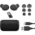 Jabra Evolve2 Buds USB-A UC с безжична зарядна подложка – True Wireless, черни Jabra Evolve2 Buds USB-A UC с безжична зарядна подложка – True Wireless, черни