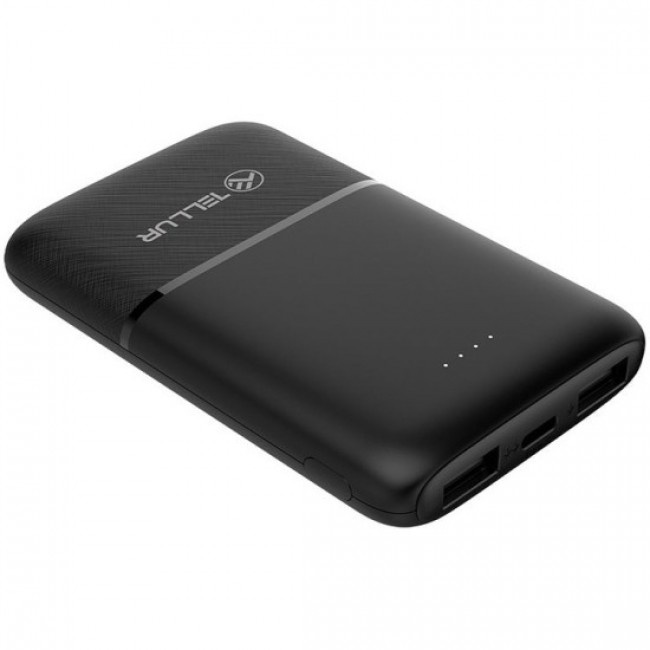 Tellur TLL158471 външна батерия 5000 mAh, 2xUSB, USB-C и MicroUSB, черна