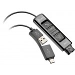 HP Poly DA85 USB-A/C адаптер за QD слушалки, черен, 786C7AA