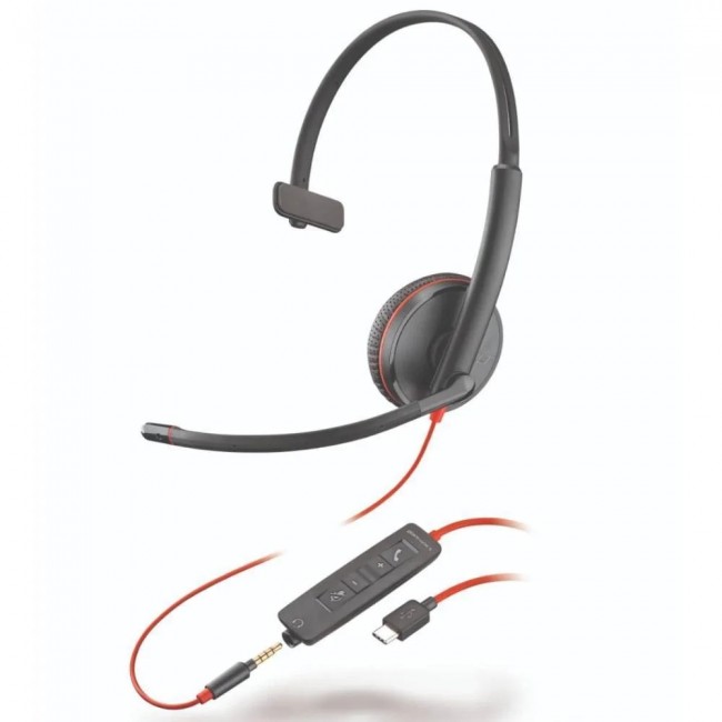 HP Poly BLACKWIRE C3215 моно слушалка, USB-C и 3.5 мм жак HP Poly BLACKWIRE C3215 моно слушалка, USB-C и 3.5 мм жак