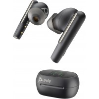 HP Poly Voyager Free 60+ UC M – безжични слушалки тапи с Bluetooth, Microsoft Teams, USB-C и калъф за зареждане с тъчскрийн, Carbon Black