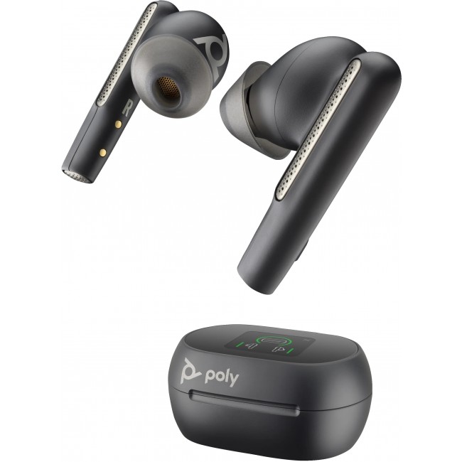 HP Poly Voyager Free 60+ UC M – безжични слушалки тапи с Bluetooth, Microsoft Teams, USB-C и калъф за зареждане с тъчскрийн, Carbon Black HP Poly Voyager Free 60+ UC M – безжични слушалки тапи с Bluetooth, Microsoft Teams, USB-C и калъф за зареждане с тъчскрийн, Carbon Black