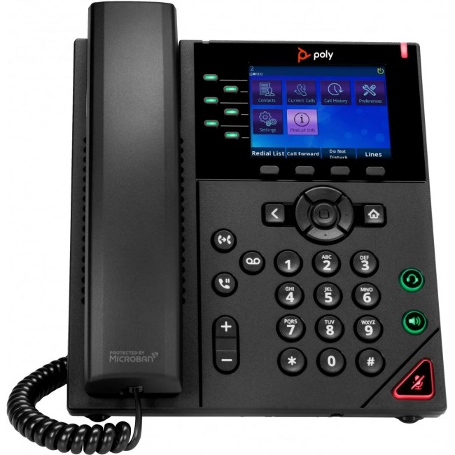 Poly OBi VVX 350 IP телефон с 6 линии с PoE и включен захранващ адаптер Poly OBi VVX 350 IP телефон с 6 линии с PoE и включен захранващ адаптер