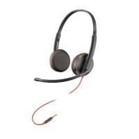 Poly Blackwire C3225 Top жични стерео слушалки с микрофон, 3,5 мм, черни