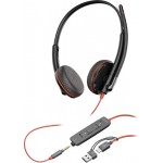Poly Blackwire C3225 Top жични стерео слушалки с микрофон, 3,5 мм, черни Poly Blackwire C3225 Top жични стерео слушалки с микрофон, 3,5 мм, черни