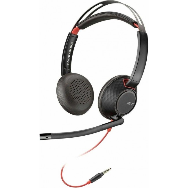 Poly Blackwire 5220 3.5mm Top жични стерео слушалки с микрофон, черни