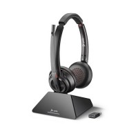 Poly Savi 8220 UC DECT слушалки за Microsoft Teams, USB-A с USB-C адаптер, черен