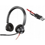 Poly Blackwire 3320 USB-C стерео слушалки с микрофон и USB-C/USB-A адаптер Poly Blackwire 3320 USB-C стерео слушалки с микрофон и USB-C/USB-A адаптер
