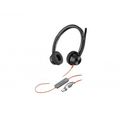 Poly Blackwire 3320 Stereo Microsoft Teams Certified USB-C Headset + USB-C/A Adapter