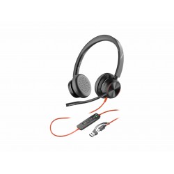 Poly Blackwire 8225 стерео USB-C слушалки с ANC и USB-C/A адаптер, сертифицирани за Microsoft Teams