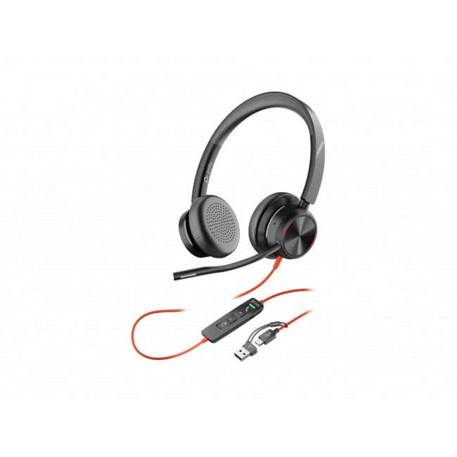 Poly Blackwire 8225 стерео USB-C слушалки с ANC и USB-C/A адаптер, сертифицирани за Microsoft Teams Poly Blackwire 8225 стерео USB-C слушалки с ANC и USB-C/A адаптер, сертифицирани за Microsoft Teams