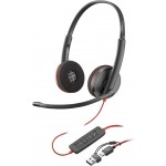 HP Poly Blackwire 3220 стерео слушалки с микрофон USB-C и USB-C към USB-A адаптер (Bulk)