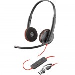 HP Poly Blackwire C3220 стерео слушалки с USB-C/A адаптер