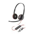 HP Poly Blackwire C3220 стерео слушалки с USB-C/A адаптер