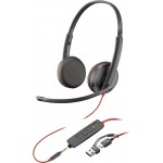 Poly Blackwire 3225 Stereo USB-C слушалка с микрофон, 3.5 mm, USB-C/A адаптер, черна Poly Blackwire 3225 Stereo USB-C слушалка с микрофон, 3.5 mm, USB-C/A адаптер, черна