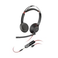 HP Poly Blackwire 5220 Stereo USB-C слушалка с 3.5 mm жак и USB-C към USB-A адаптер, Bulk