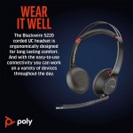 HP Poly Blackwire 5220 Stereo USB-C слушалка с 3.5 mm жак и USB-C към USB-A адаптер, Bulk HP Poly Blackwire 5220 Stereo USB-C слушалка с 3.5 mm жак и USB-C към USB-A адаптер, Bulk