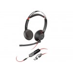 Poly Blackwire 5220 Stereo USB-C слушалка с 3,5 mm жак и USB-C към USB-A адаптер Poly Blackwire 5220 Stereo USB-C слушалка с 3,5 mm жак и USB-C към USB-A адаптер