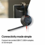 Poly Blackwire 5220 Stereo USB-C слушалка с 3,5 mm жак и USB-C към USB-A адаптер Poly Blackwire 5220 Stereo USB-C слушалка с 3,5 mm жак и USB-C към USB-A адаптер