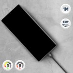 Tellur TLL155791 минималистичен кабел USB-C към USB-C, 60 W, 1 м, черен Tellur TLL155791 минималистичен кабел USB-C към USB-C, 60 W, 1 м, черен