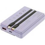 Tellur TLL158441 външна батерия 10000 mAh с вградени USB-C и Lightning кабели, QC3.0, PD, лилава Tellur TLL158441 външна батерия 10000 mAh с вградени USB-C и Lightning кабели, QC3.0, PD, лилава