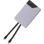 Tellur TLL158441 външна батерия 10000 mAh с вградени USB-C и Lightning кабели, QC3.0, PD, лилава Tellur TLL158441 външна батерия 10000 mAh с вградени USB-C и Lightning кабели, QC3.0, PD, лилава