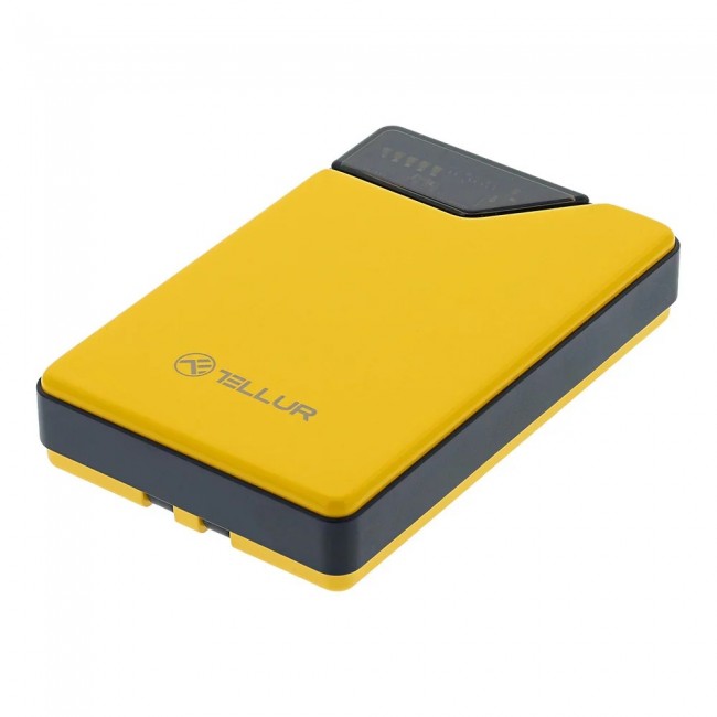 Tellur TLL158451 външна батерия 10000 mAh с вградени USB-C и Lightning кабели, QC3.0, PD3.0, жълта Tellur TLL158451 външна батерия 10000 mAh с вградени USB-C и Lightning кабели, QC3.0, PD3.0, жълта