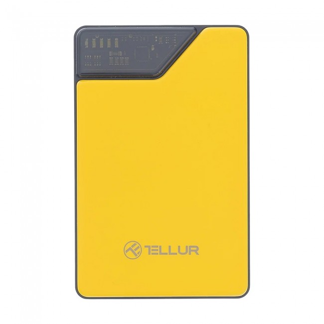 Tellur TLL158451 външна батерия 10000 mAh с вградени USB-C и Lightning кабели, QC3.0, PD3.0, жълта Tellur TLL158451 външна батерия 10000 mAh с вградени USB-C и Lightning кабели, QC3.0, PD3.0, жълта