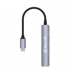 Tellur TLL321051 4 в 1 USB-C 3.1 хъб, 2xUSB 2.0 + USB-C + USB 3.0, алуминий, сив