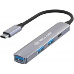Tellur TLL321051 4 в 1 USB-C 3.1 хъб, 2xUSB 2.0 + USB-C + USB 3.0, алуминий, сив