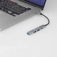 Tellur TLL321051 4 в 1 USB-C 3.1 хъб, 2xUSB 2.0 + USB-C + USB 3.0, алуминий, сив