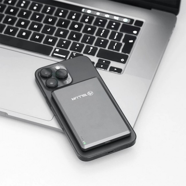 Tellur TLL158461 магнитна външна батерия 5000 mAh, PD20W, MagSafe съвместима, сива Tellur TLL158461 магнитна външна батерия 5000 mAh, PD20W, MagSafe съвместима, сива