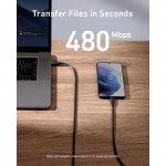 Anker 543 A80E2G11 USB-C към USB-C кабел, 1,8 м, 100 W, 480 Mbps, био-базирано покритие