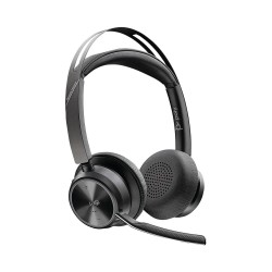 Poly Voyager Focus 2 безжични слушалки с микрофон за Microsoft Teams, USB-C с USB-C/A адаптер